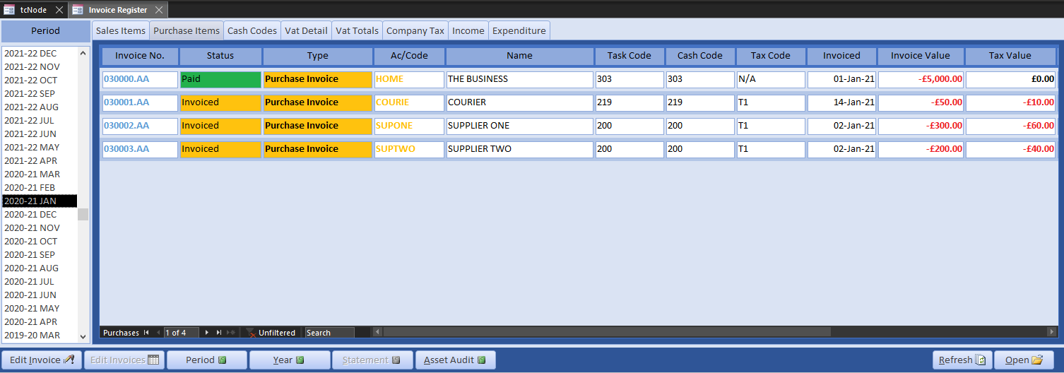 invoice register