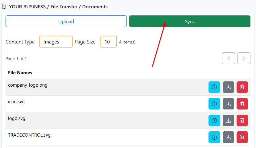 File Transfer Sync from the tree context menu