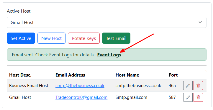 Admin Manager - Host Test Email