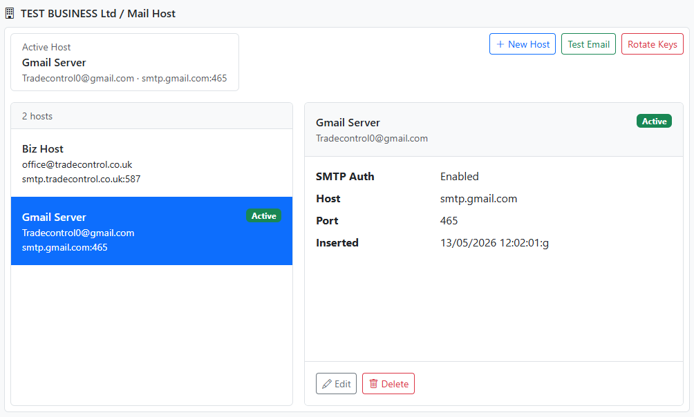 Admin Manager Mail Host