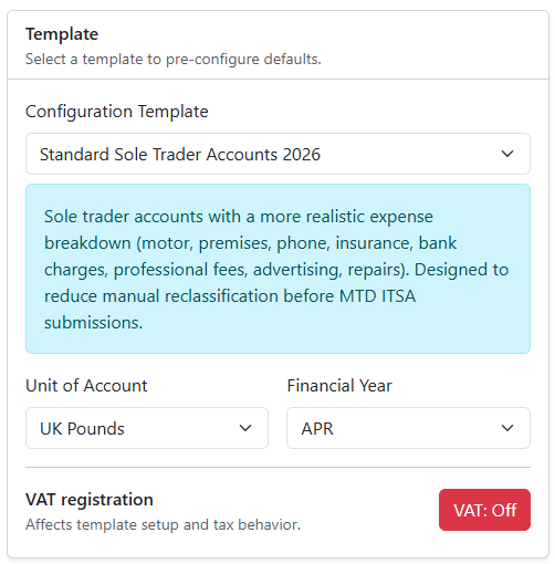 Business Template and Unit of Account