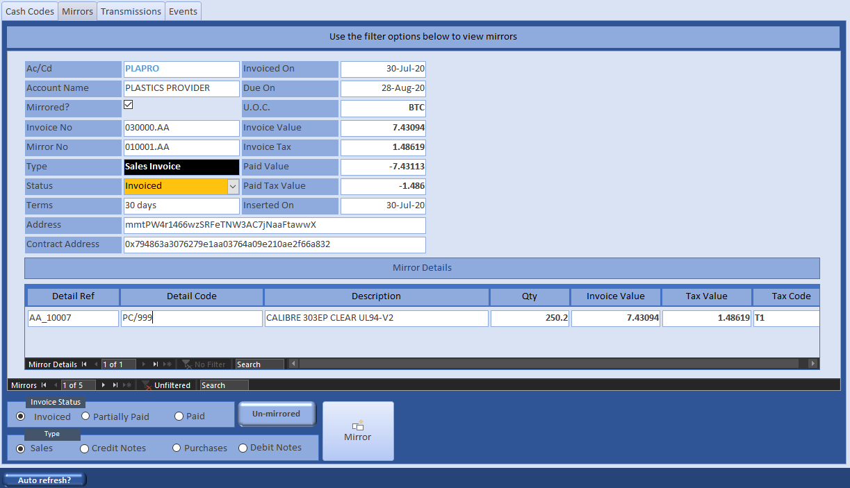 Invoice Mirror