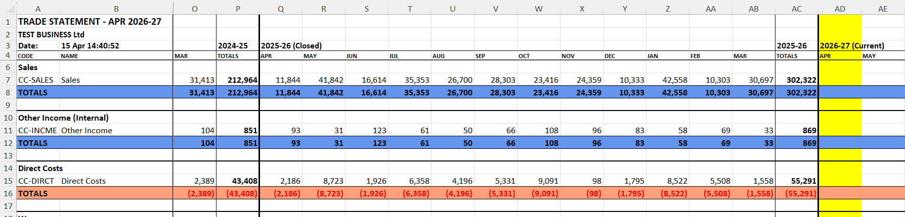 Cash Flow Statement header