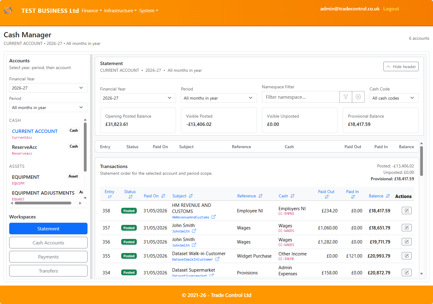 Cash Manager desktop overview