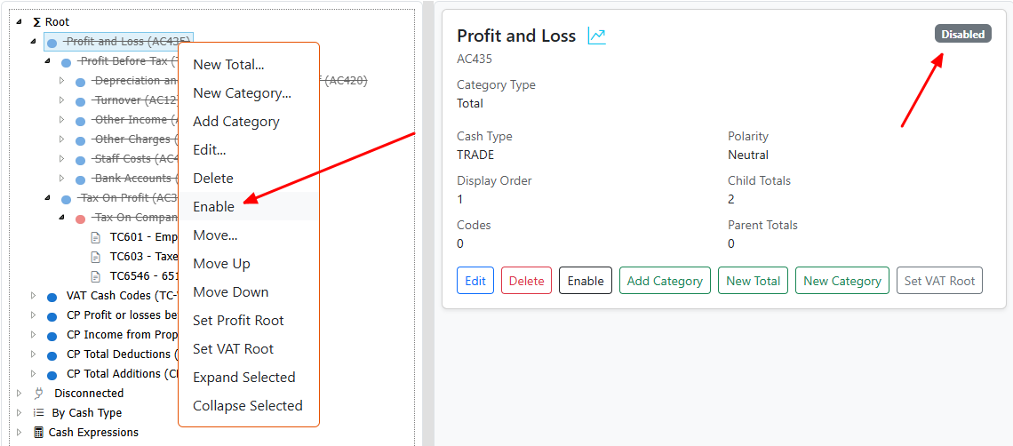 Enable/disable hierarchies