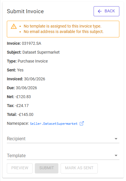 Invoice Register submission workspace on mobile