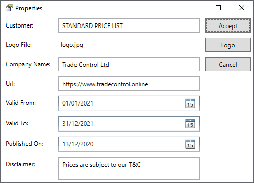 new price list