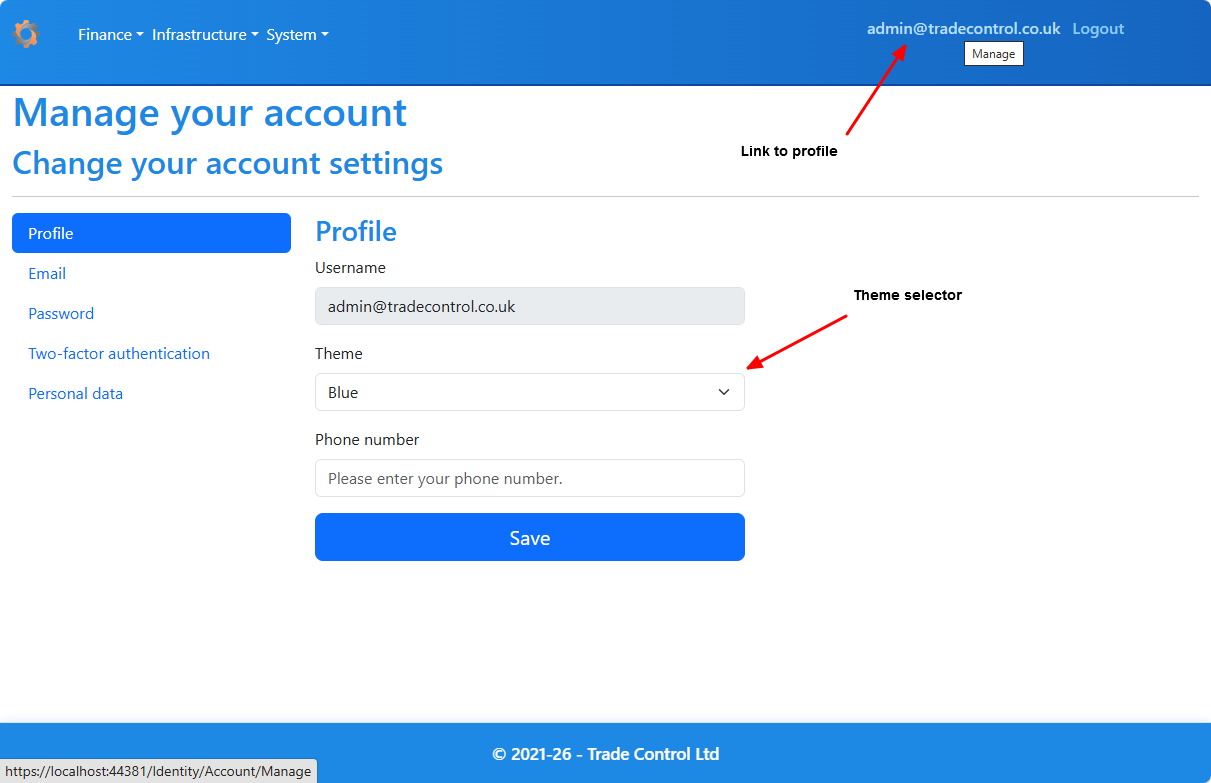 User Profile - theme selection