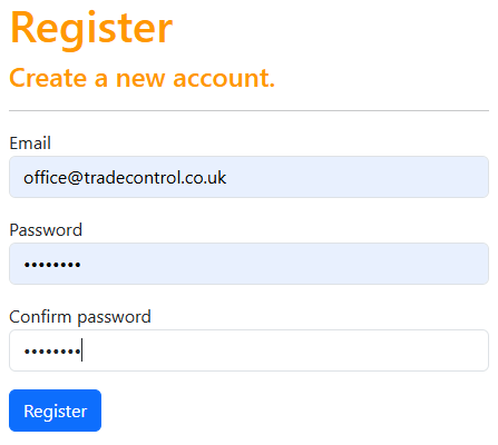 Register page