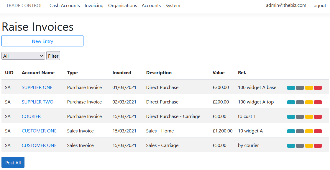 unposted invoices