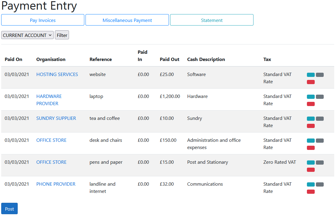 miscellaneous payments